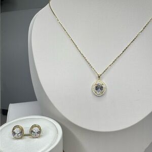 Elegant 18K Gold and Sterling Silver Necklace & Earring Set